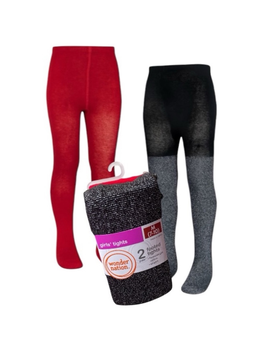 Wonder Nation Gold Lurex And Flat Red Footed Tights